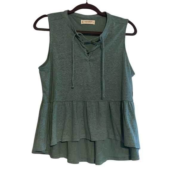 Lucky Brand Women’s Blue Sleeveless Tie Neck Relaxed Cami Top - Size Medium, NWT - Picture 2 of 9